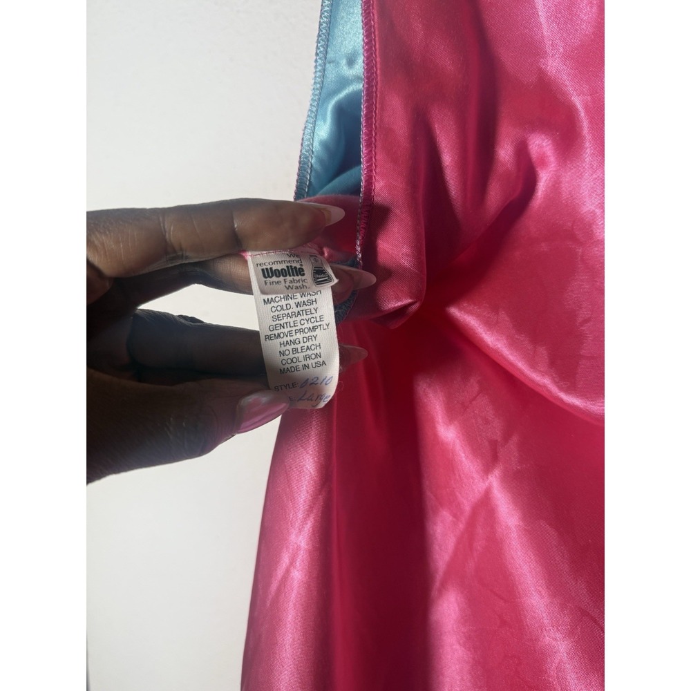 Fernando Sanchez Vtg Maxi Pink Floral Satin Slip Dress Size Large Rare - Picture 6 of 10